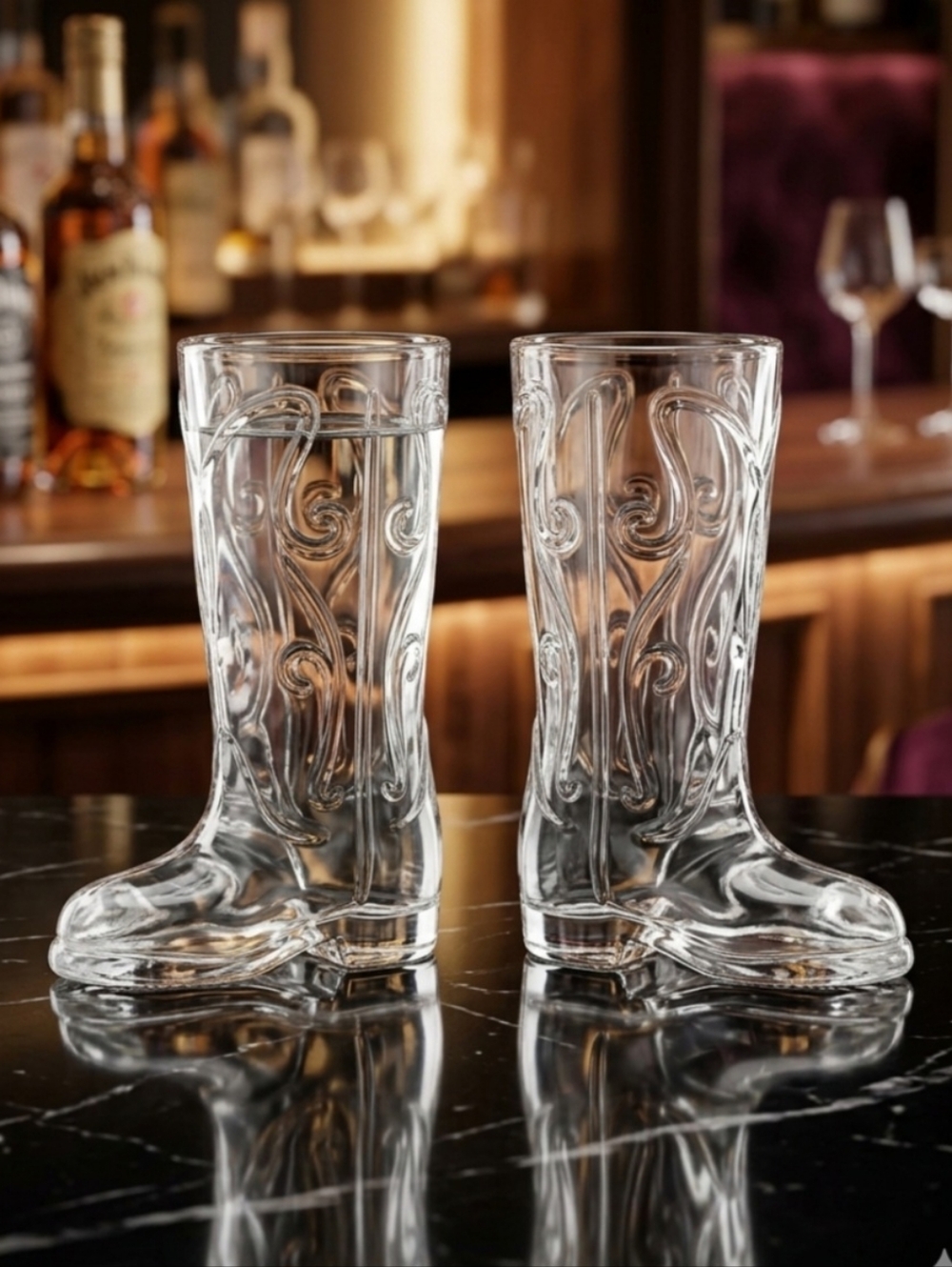 Set of 2 Cowboy Boot Shaped Glass Shot Glasses (1.5 oz) – Western Style